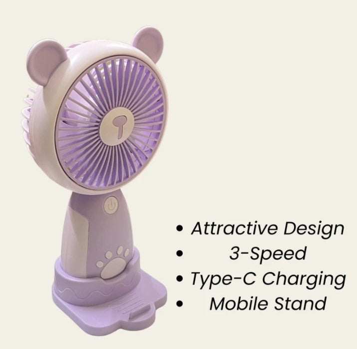 Cute Portable Mini Desk Fan in Pastel Purple