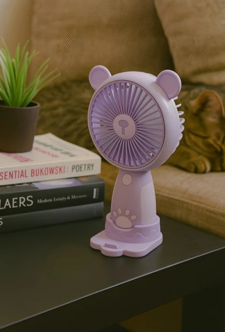 Cute Portable Mini Desk Fan in Pastel Purple