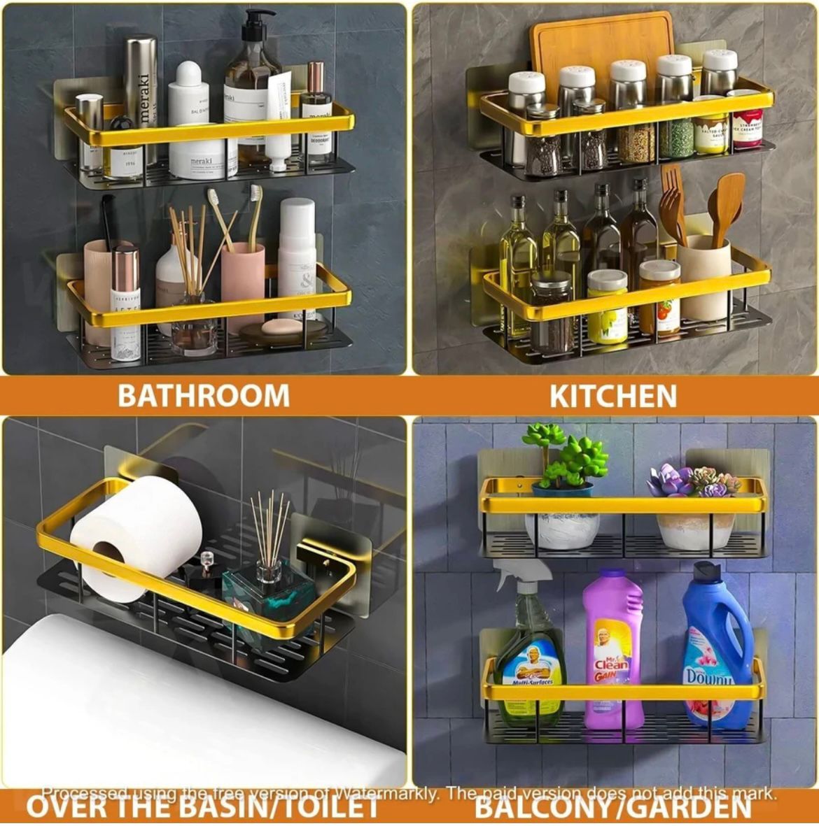Luxury 2-Tier Wall-Mounted Bathroom Organizer Shelf