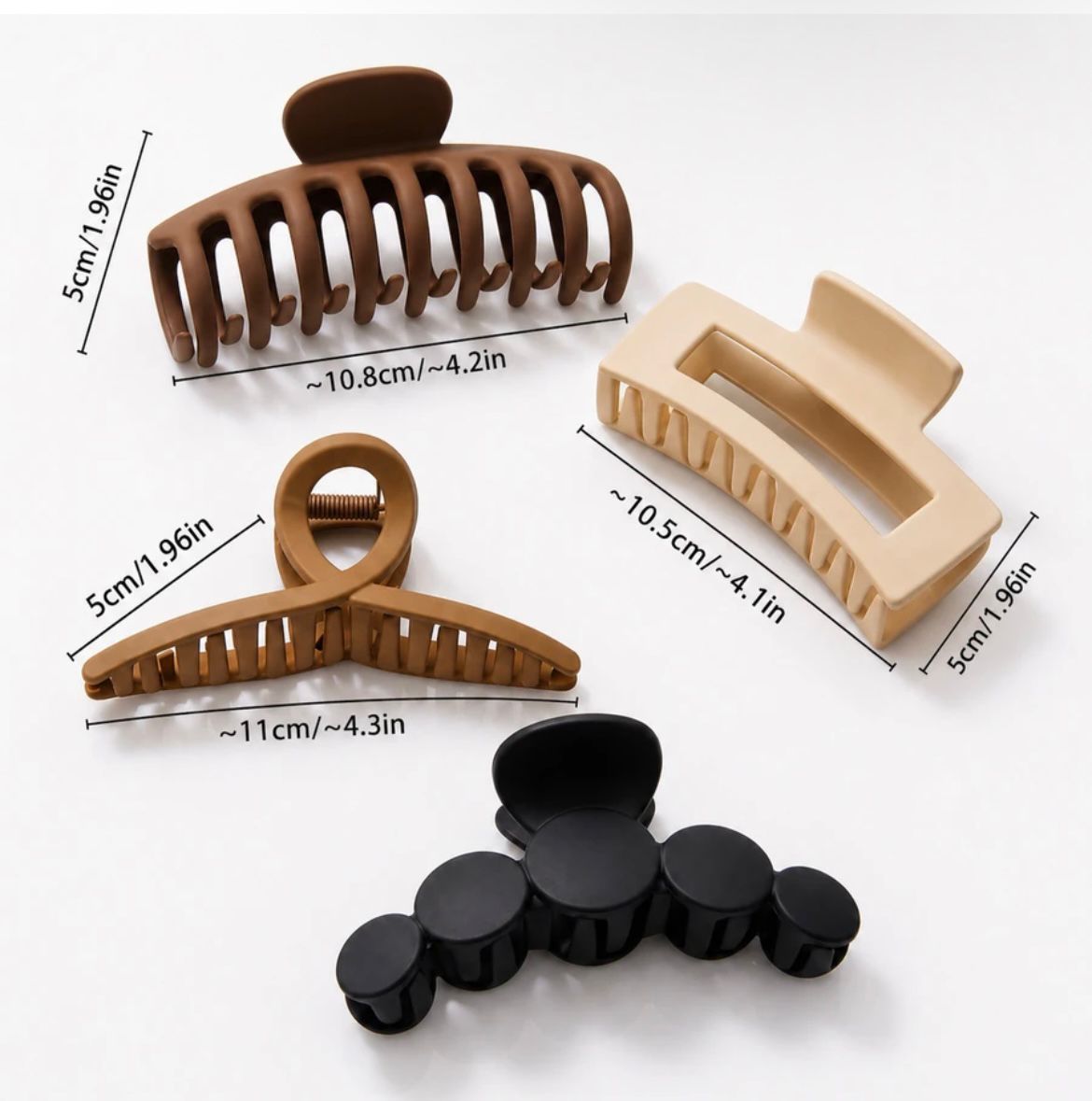 4-Piece Matte Finish Large Hair Claw Clip Set for Women | Stylish Strong Grip Hair Accessories