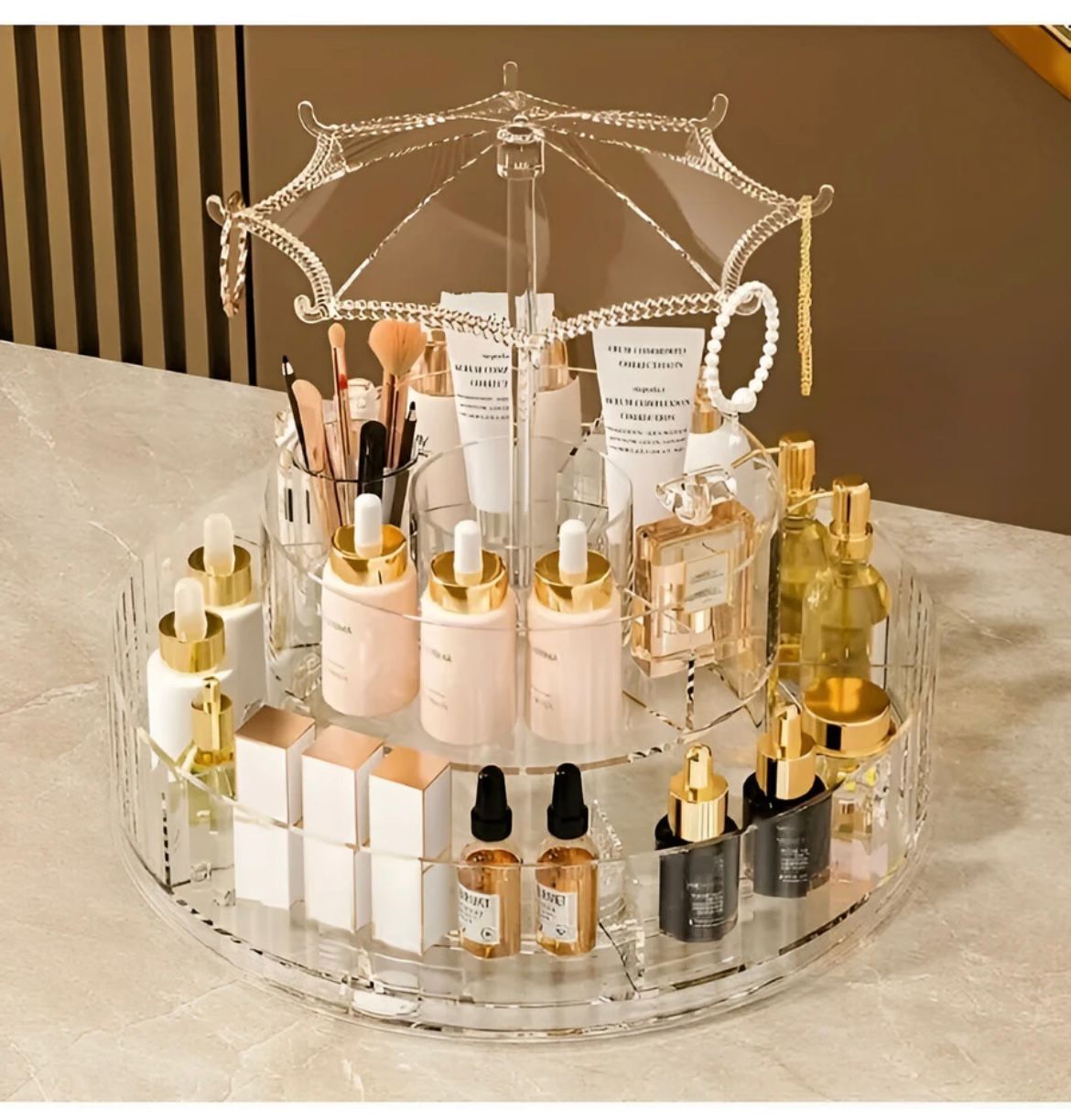 Luxury 360° Rotating Acrylic Makeup & Jewelry Organizer