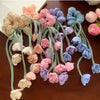 Pastel Tulip Ribbon Hair Scrunchie Set – Floral Hanging Ponytail Accessories for Girls & Women
