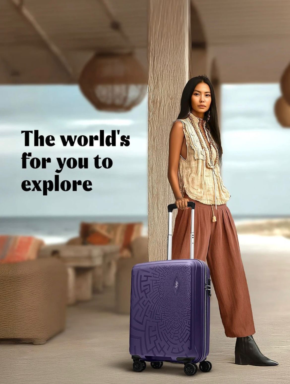 Purple Premium Hard Shell Travel Trolley Suitcase – 360° Spinner Wheels
