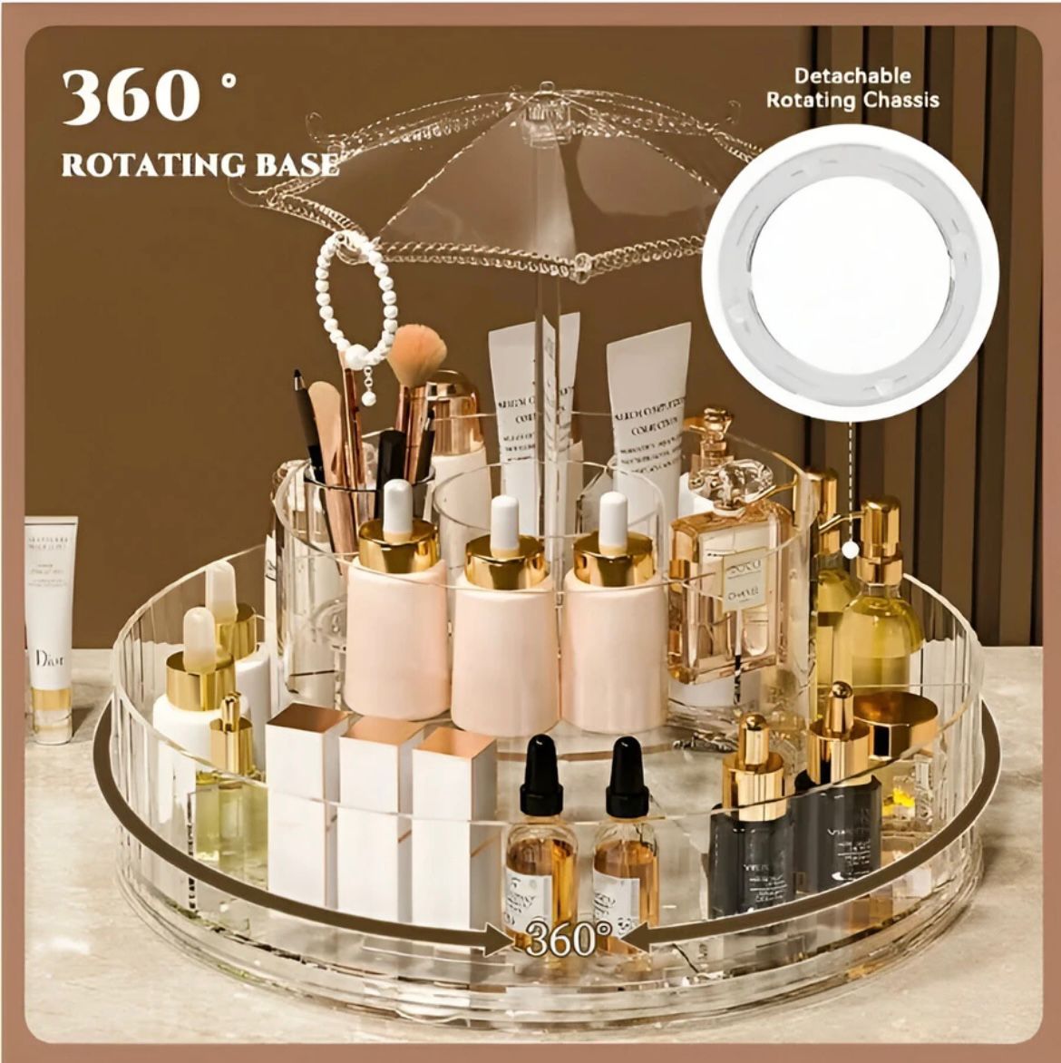 Luxury 360° Rotating Acrylic Makeup & Jewelry Organizer