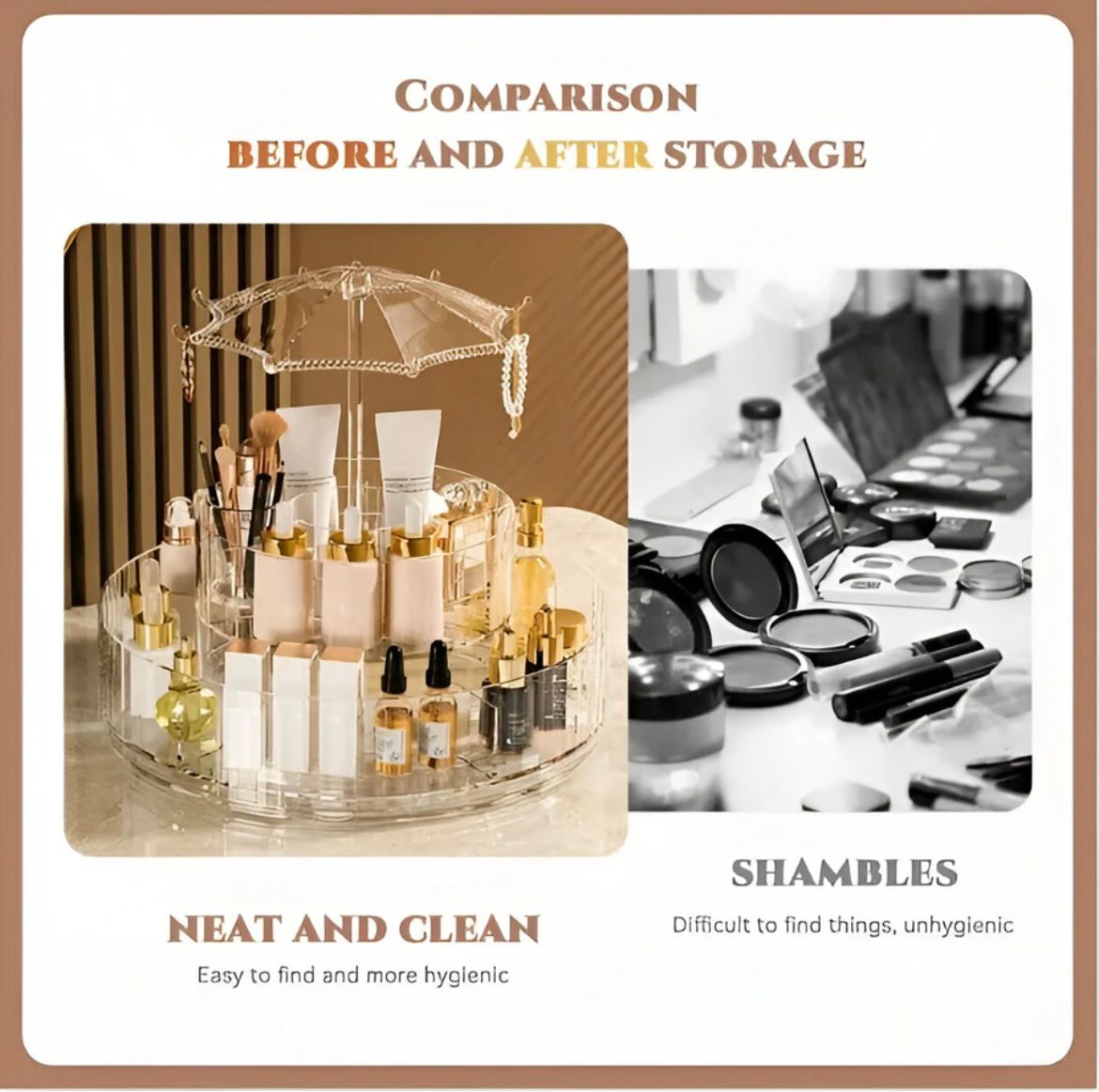 Luxury 360° Rotating Acrylic Makeup & Jewelry Organizer