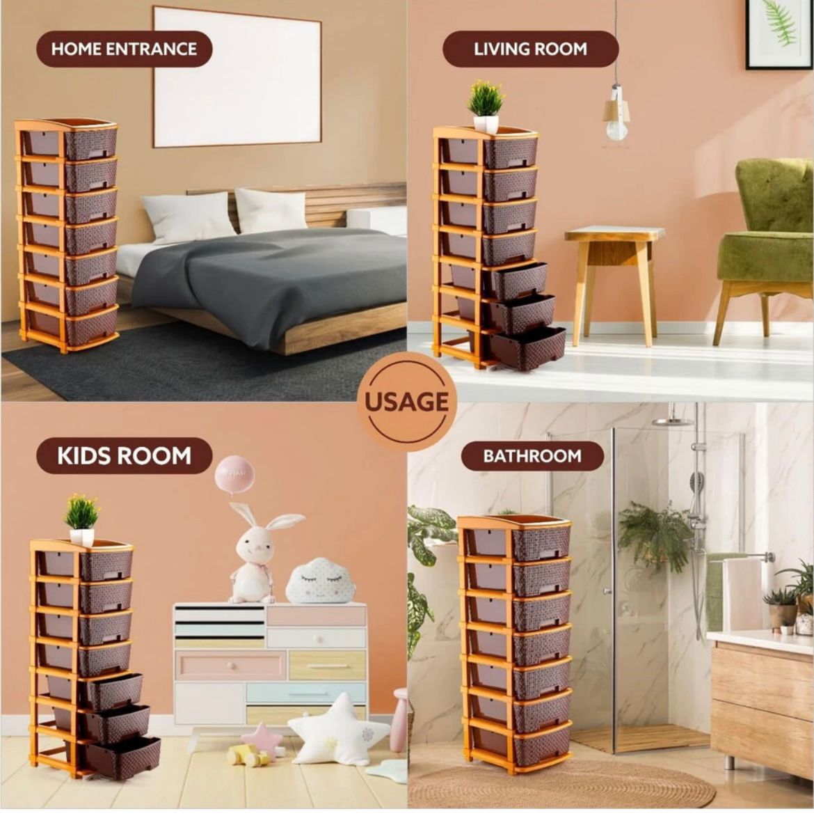 Premium 7-Drawer Multi-Purpose Storage Organizer Tower – Space Saving Cabinet for Home