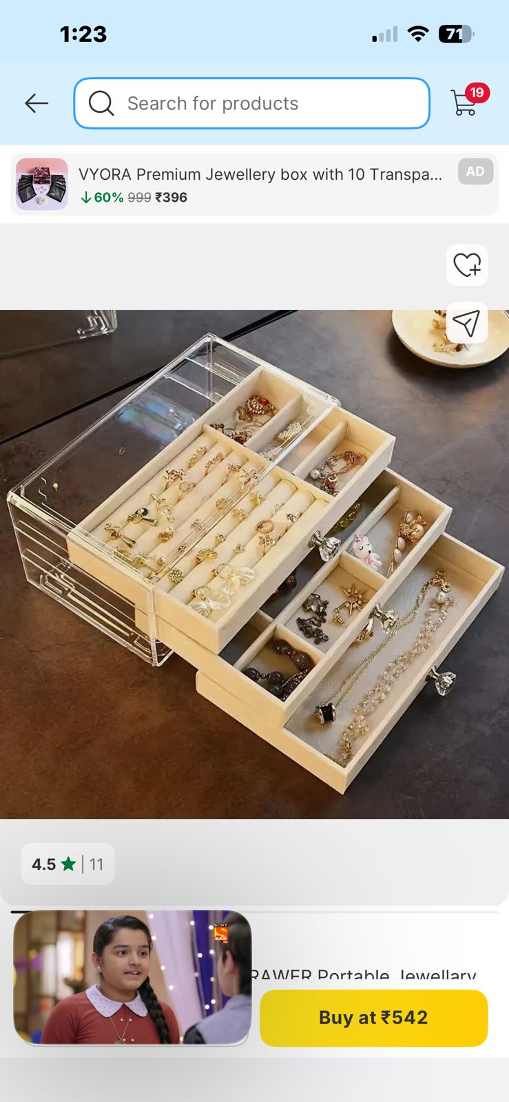 Luxury Multi-Layer Jewelry Organizer Box – Transparent Drawer Storage Case