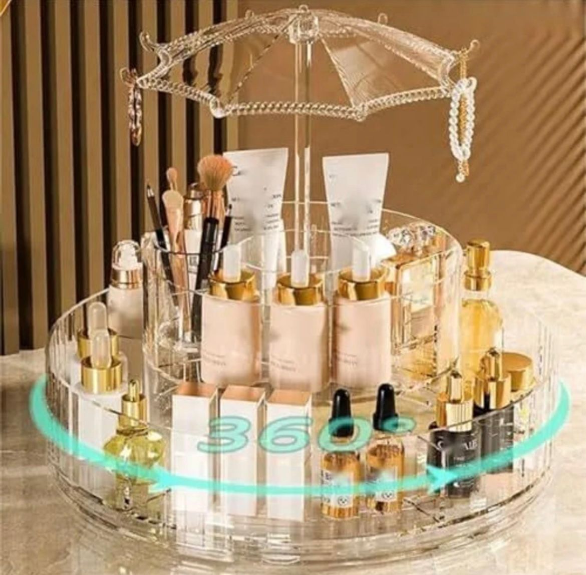 Luxury 360° Rotating Acrylic Makeup & Jewelry Organizer