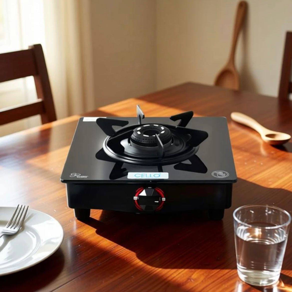 Cello Premium Single Burner Glass Top Gas Stove – Sleek & Modern Kitchen Essential