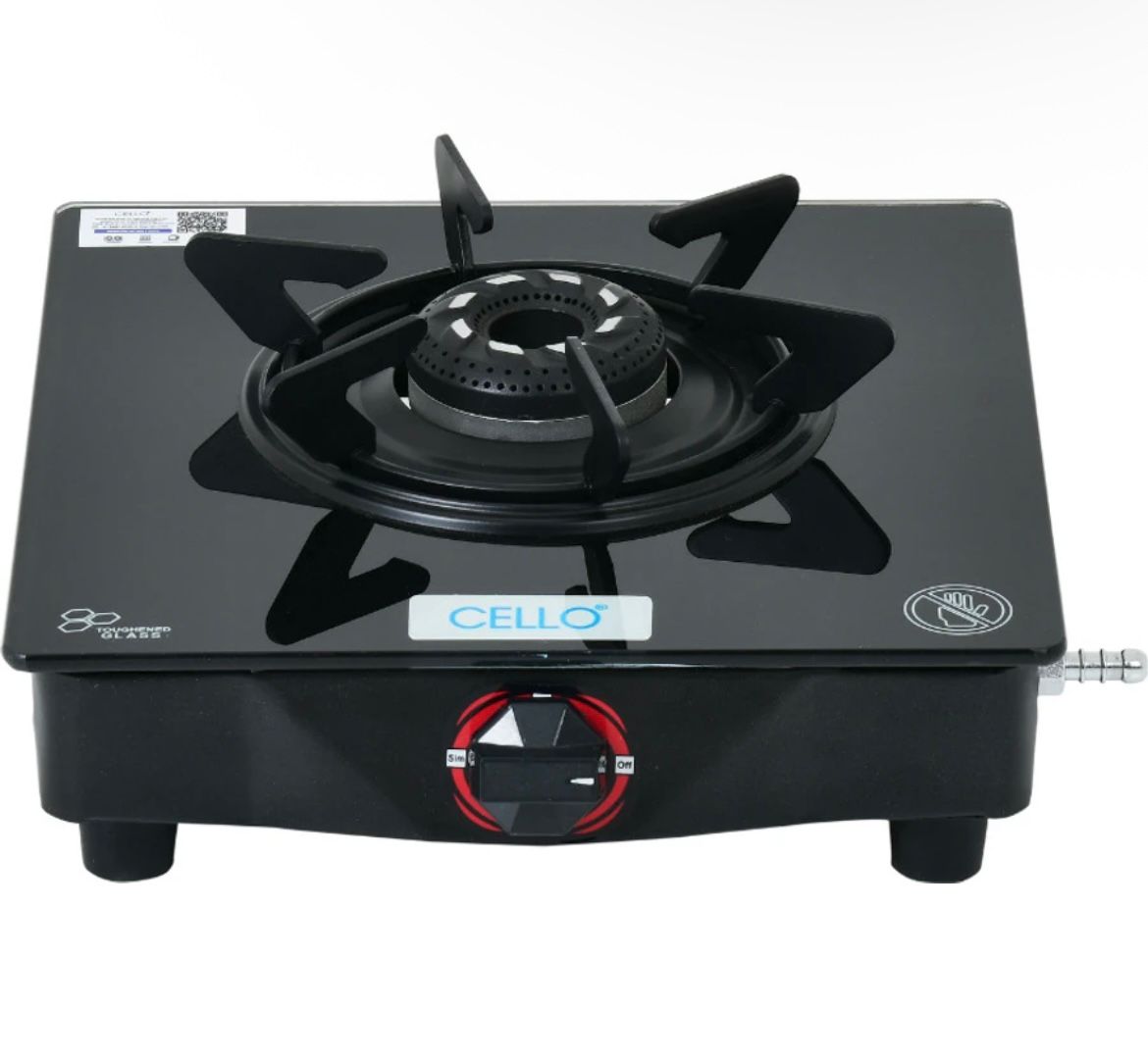 Cello Premium Single Burner Glass Top Gas Stove – Sleek & Modern Kitchen Essential